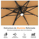 Patioslife Aegis Pro Sombrilla Excéntrica con Iluminación LED Solar, Estructura de Aluminio Termolacado y Rotación 360°