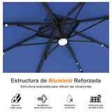 Patioslife Aegis Pro Sombrilla Excéntrica con Iluminación LED Solar, Estructura de Aluminio Termolacado y Rotación 360°