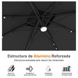 Patioslife Aegis Pro Sombrilla Excéntrica con Iluminación LED Solar, Estructura de Aluminio Termolacado y Rotación 360°