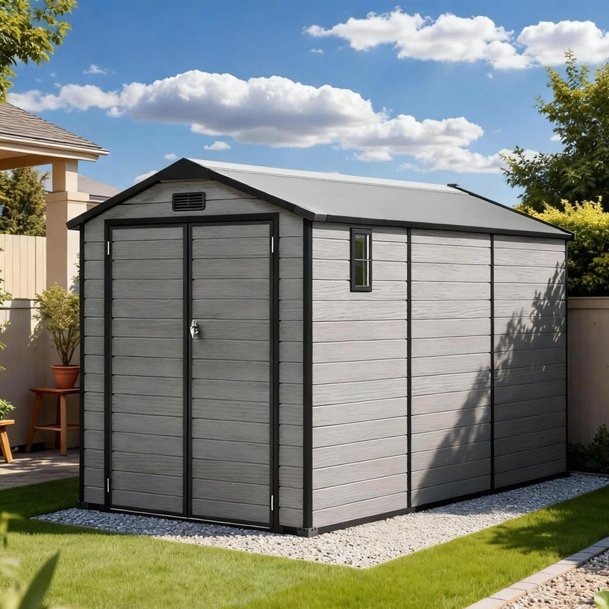 Cobertizo de Resina Patioslife YardVault | Caseta de Almacenamiento Impermeable y con Cerradura para Jardín