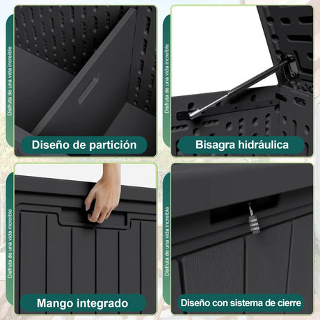 Patioslife YardVault Arcón de Resina para Jardín, Impermeable con Cerradura y Protección UV