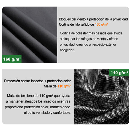 Patioslife Luxury Haven Cenador de Jardín con Techo Rígido y Cortinas