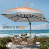 Patioslife Aegis Pro Sombrilla Excéntrica con Iluminación LED Solar, Estructura de Aluminio Termolacado y Rotación 360°
