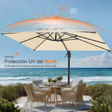 Patioslife Aegis Pro Sombrilla Excéntrica con Iluminación LED Solar, Estructura de Aluminio Termolacado y Rotación 360°