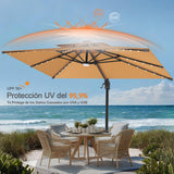 Patioslife Aegis Pro Sombrilla Excéntrica con Iluminación LED Solar, Estructura de Aluminio Termolacado y Rotación 360°