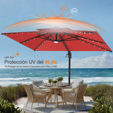 Patioslife Aegis Pro Sombrilla Excéntrica con Iluminación LED Solar, Estructura de Aluminio Termolacado y Rotación 360°