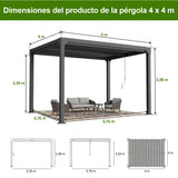 Patioslife Atlantic Pérgola de Aluminio con Lamas Regulables y Luces LED