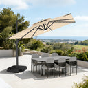 Patioslife Aegis Pro Sombrilla Excéntrica con Iluminación LED Solar, Estructura de Aluminio Termolacado y Rotación 360°