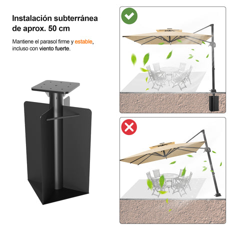 Patioslife Aegis Base Empotrada para Parasol Excéntrico