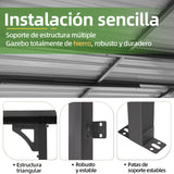 Patioslife Haven Gazebo de Techo Duro de Pared de Aluminio