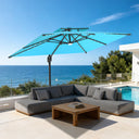 Patioslife Aegis Pro Sombrilla Excéntrica con Iluminación LED Solar, Estructura de Aluminio Termolacado y Rotación 360°