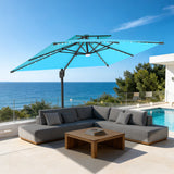 Patioslife Aegis Pro Sombrilla Excéntrica con Iluminación LED Solar, Estructura de Aluminio Termolacado y Rotación 360°