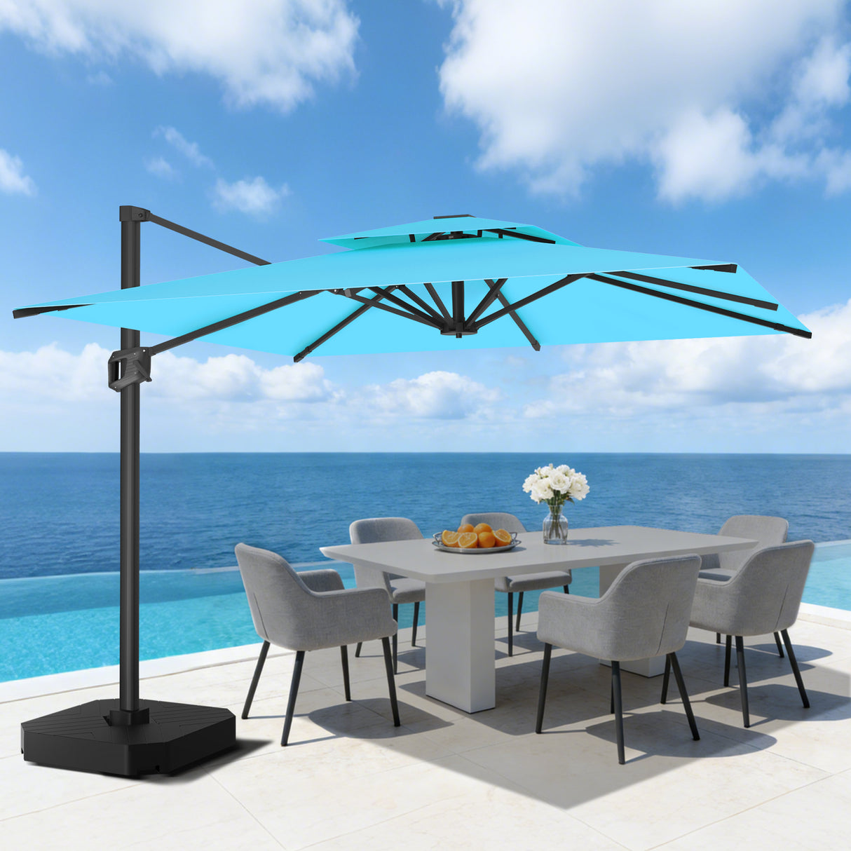 Patioslife Aegis Pro Sombrilla Excéntrica con Estructura de Aluminio para Jardín y Terraza