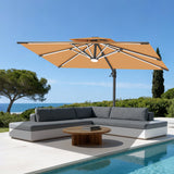 Patioslife Aegis Premium Parasol Excéntrico con LED Solar y Giro 360°