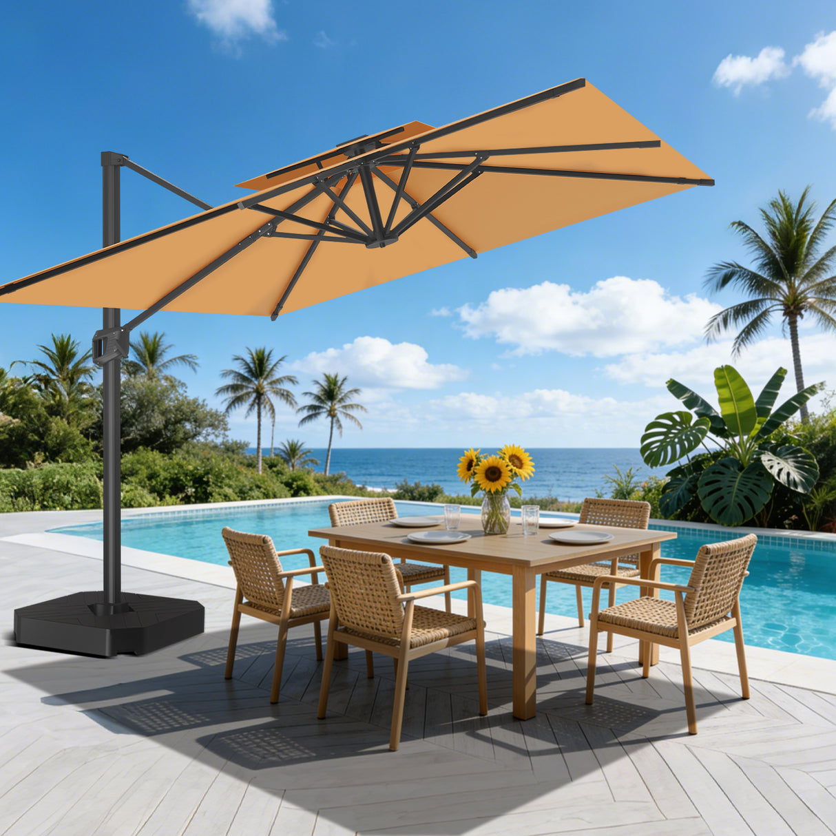 Patioslife Aegis Pro Sombrilla Excéntrica con Estructura de Aluminio para Jardín y Terraza