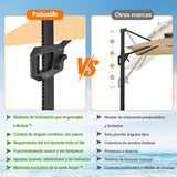 Patioslife Aegis Pro Sombrilla Excéntrica con Iluminación LED Solar, Estructura de Aluminio Termolacado y Rotación 360°