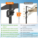 Patioslife Aegis Pro Sombrilla Excéntrica con Iluminación LED Solar, Estructura de Aluminio Termolacado y Rotación 360°
