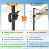 Patioslife Aegis Pro Sombrilla Excéntrica con Iluminación LED Solar, Estructura de Aluminio Termolacado y Rotación 360°