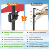 Patioslife Aegis Pro Sombrilla Excéntrica con Iluminación LED Solar, Estructura de Aluminio Termolacado y Rotación 360°