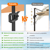Patioslife Aegis Pro Sombrilla Excéntrica con Iluminación LED Solar, Estructura de Aluminio Termolacado y Rotación 360°