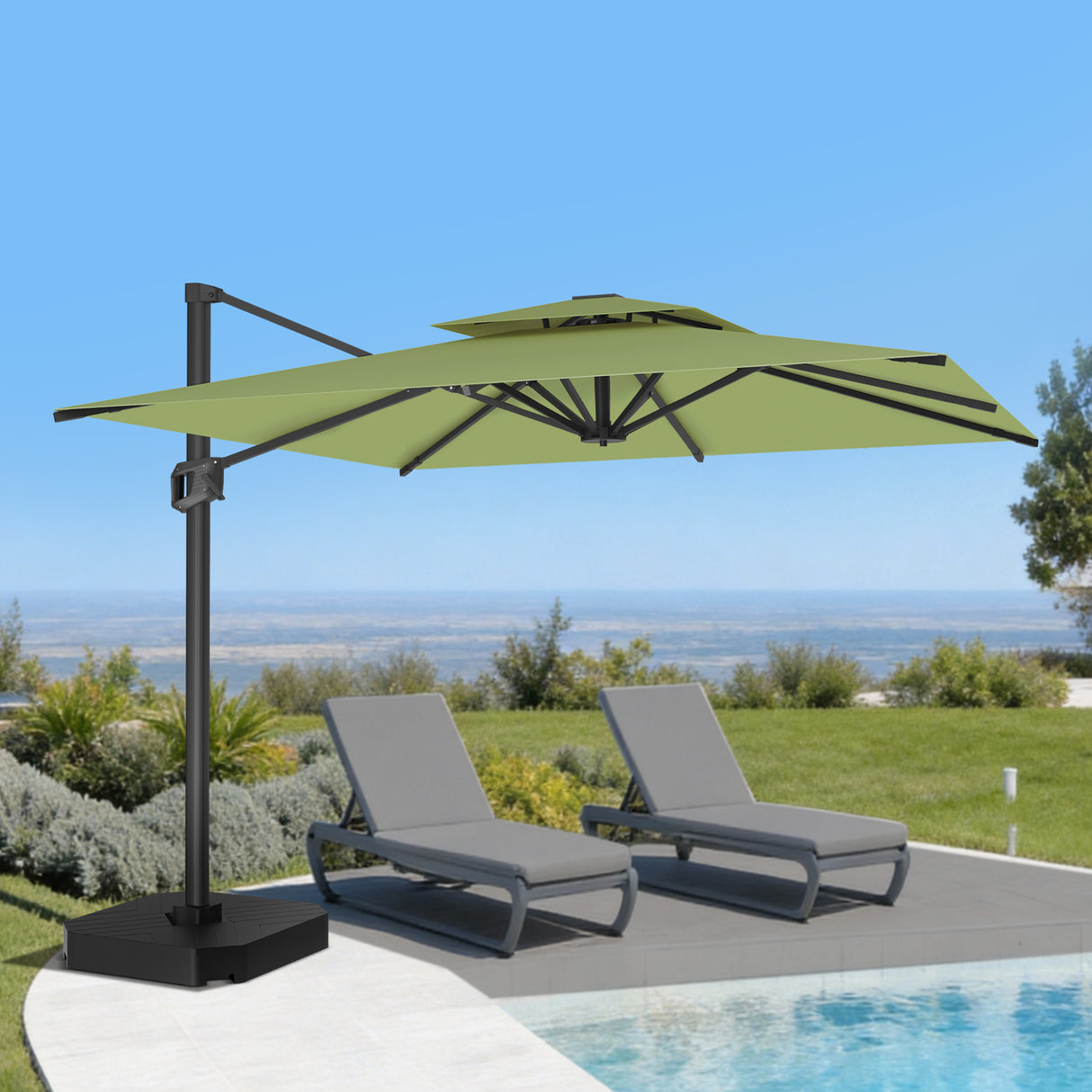 Patioslife Aegis Pro Sombrilla Excéntrica con Estructura de Aluminio para Jardín y Terraza