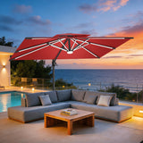Patioslife Aegis Premium Parasol Excéntrico con LED Solar y Giro 360°