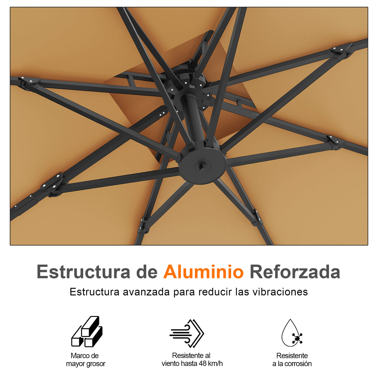 Patioslife Aegis Pro Sombrilla Excéntrica con Estructura de Aluminio para Jardín y Terraza