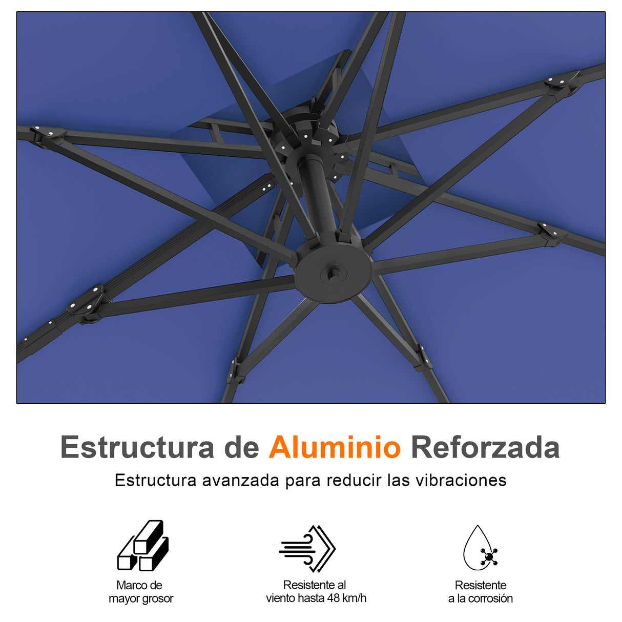 Patioslife Aegis Pro Sombrilla Excéntrica con Estructura de Aluminio para Jardín y Terraza