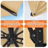 Patioslife Aegis Premium Parasol Excéntrico con LED Solar y Giro 360°