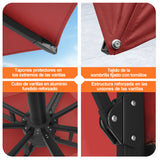 Patioslife Aegis Premium Parasol Excéntrico con LED Solar y Giro 360°