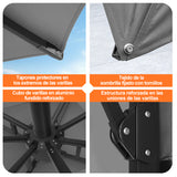 Patioslife Aegis Premium Parasol Excéntrico con LED Solar y Giro 360°