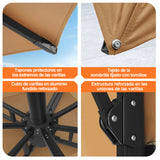 Patioslife Aegis Premium Parasol Excéntrico con LED Solar y Giro 360°