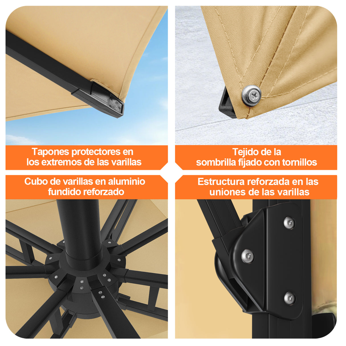 Patioslife Aegis Pro Sombrilla Excéntrica con Estructura de Aluminio para Jardín y Terraza