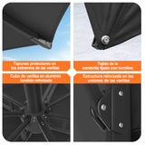 Patioslife Aegis Premium Parasol Excéntrico con LED Solar y Giro 360°