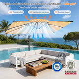 Patioslife Aegis Premium Parasol Excéntrico con LED Solar y Giro 360°