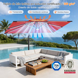 Patioslife Aegis Premium Parasol Excéntrico con LED Solar y Giro 360°