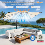 Patioslife Aegis Premium Parasol Excéntrico con LED Solar y Giro 360°