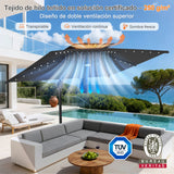 Patioslife Aegis Pro Sombrilla Excéntrica con Iluminación LED Solar, Estructura de Aluminio Termolacado y Rotación 360°