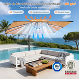 Patioslife Aegis Premium Parasol Excéntrico con LED Solar y Giro 360°