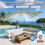 Patioslife Aegis Premium Parasol Excéntrico con LED Solar y Giro 360°