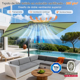 Patioslife Aegis Pro Sombrilla Excéntrica con Estructura de Aluminio para Jardín y Terraza