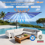 Patioslife Aegis Premium Parasol Excéntrico con LED Solar y Giro 360°
