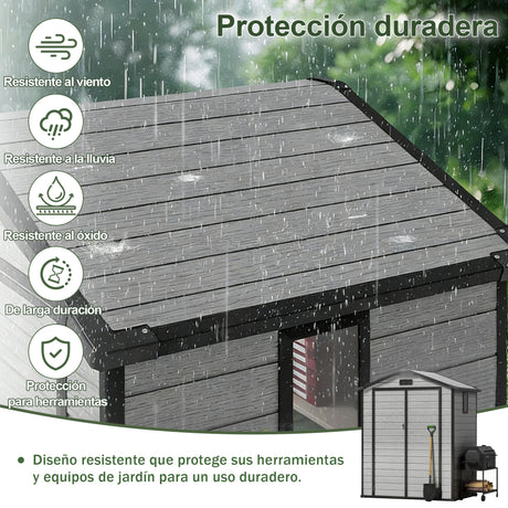 Cobertizo de Resina Patioslife YardVault | Caseta de Almacenamiento Impermeable y con Cerradura para Jardín