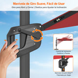 Patioslife Aegis Premium Parasol Excéntrico con LED Solar y Giro 360°