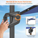 Patioslife Aegis Premium Parasol Excéntrico con LED Solar y Giro 360°