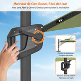 Patioslife Aegis Premium Parasol Excéntrico con LED Solar y Giro 360°