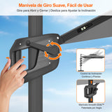 Patioslife Aegis Premium Parasol Excéntrico con LED Solar y Giro 360°
