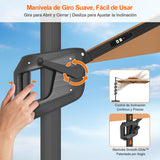 Patioslife Aegis Premium Parasol Excéntrico con LED Solar y Giro 360°