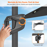 Patioslife Aegis Premium Parasol Excéntrico con LED Solar y Giro 360°