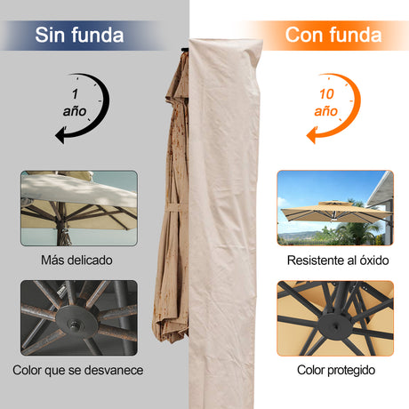 Patioslife Aegis – Funda para Parasol Excéntrico Ø 2,7–4 m – Oxford 600D, Impermeable y Anti-UV